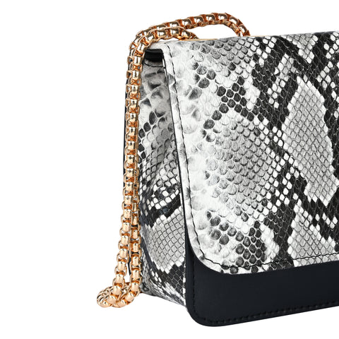 Classic Black Snake Sling for women side shoulder chain purse