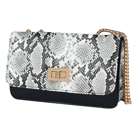 Classic Black Snake Sling for women side shoulder chain purse