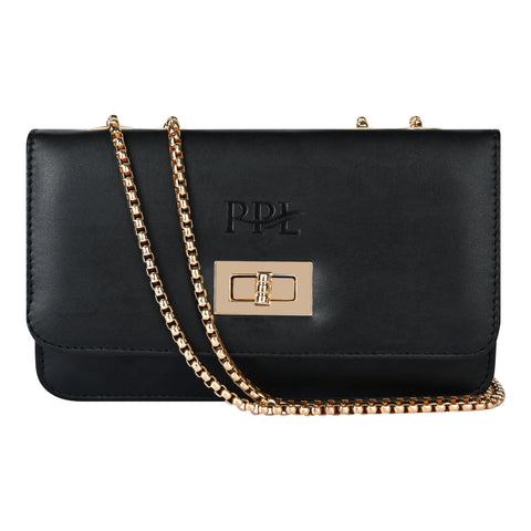 Elegant Black Ibiza Sling bag for women Side Shoulder Chain purse.