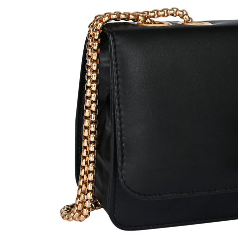 Elegant Black Ibiza Sling bag for women Side Shoulder Chain purse.