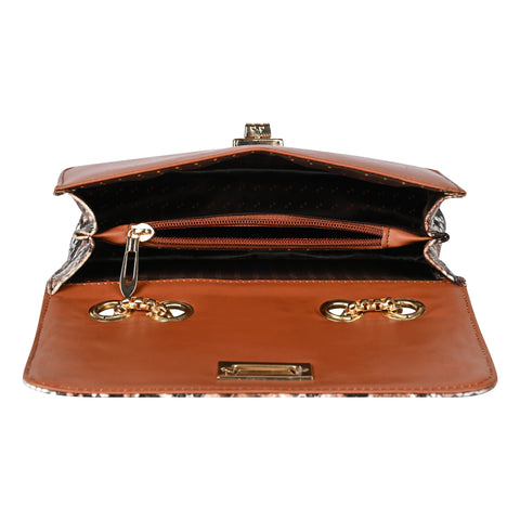 Royal Tan Snake Sling for women side shoulder chain purse