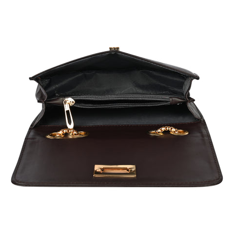 Stylish Mocha Brown Ibiza Sling bag for women Side Shoulder Chain purse.