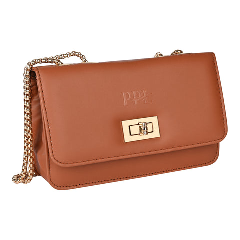 Royal Tan Ibiza Sling bag for women Side Shoulder Chain purse.