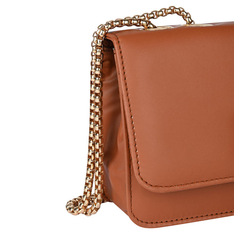 Royal Tan Ibiza Sling bag for women Side Shoulder Chain purse.