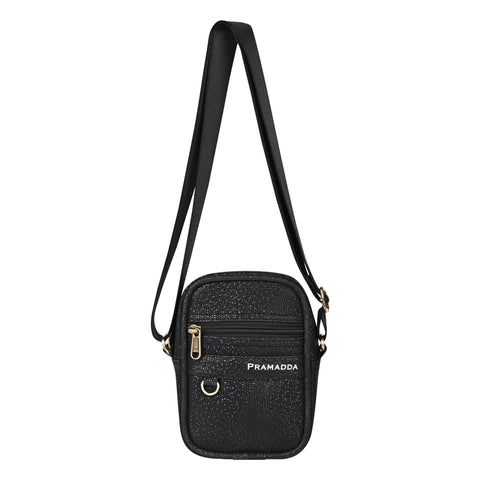 Elegant Black Gold Label Sling bag for Men