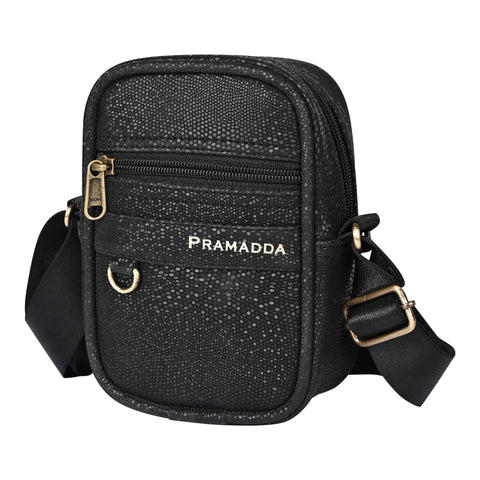Elegant Black Gold Label Sling bag for Men