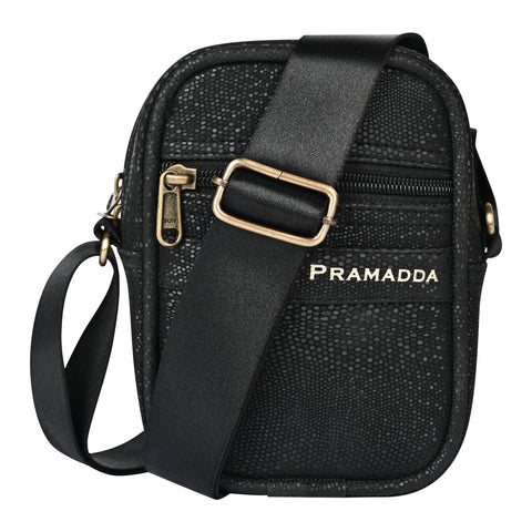 Elegant Black Gold Label Sling bag for Men