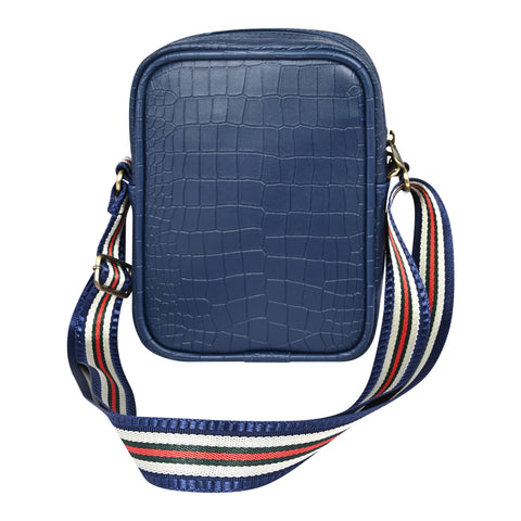Stylish Elegant Blue Croco Leather 9 inch Crossbody sling Bag For Men