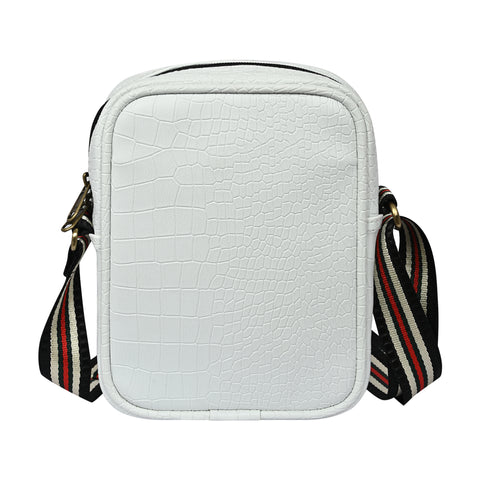 Stylish shamrock white Croco Leather 9 inch Crossbody sling Bag For Men