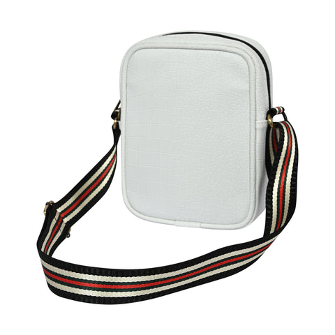 Stylish shamrock white Croco Leather 9 inch Crossbody sling Bag For Men