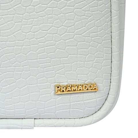 Stylish shamrock white Croco Leather 9 inch Crossbody sling Bag For Men