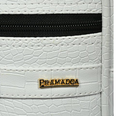 Shamrock White Croco Leather 9 inch Sling Bag For Men Chest Crossbody Side Bag Corporate gift item