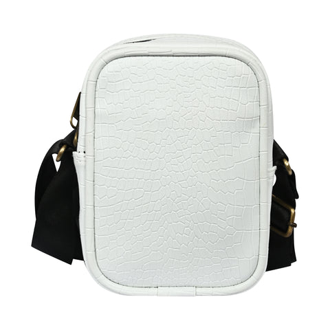 Shamrock White Croco Leather 9 inch Sling Bag For Men Chest Crossbody Side Bag Corporate gift item