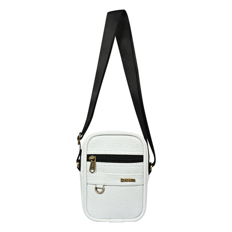 Shamrock White Croco Leather 9 inch Sling Bag For Men Chest Crossbody Side Bag Corporate gift item