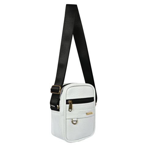 Shamrock White Croco Leather 9 inch Sling Bag For Men Chest Crossbody Side Bag Corporate gift item