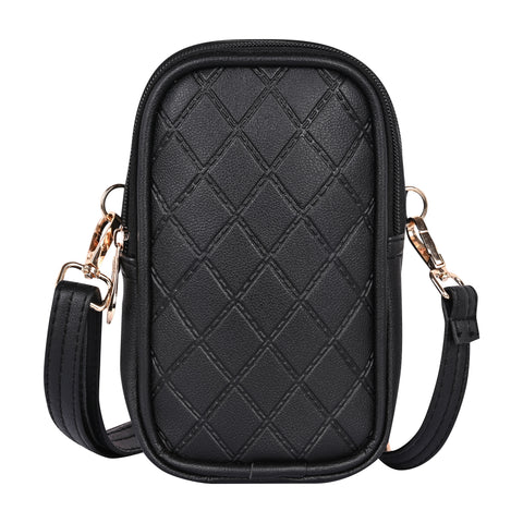 Elegant Black Twin Barfi Mobile Sling Bag For Women Side crossbody bag