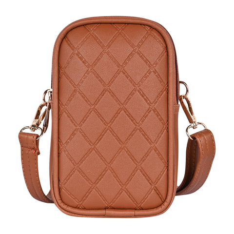 Royal Tan Twin Barfi Mobile Sling Bag For Women Side crossbody bag