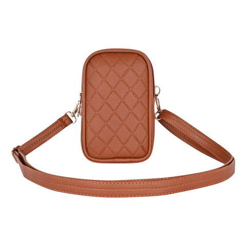 Royal Tan Twin Barfi Mobile Sling Bag For Women Side crossbody bag