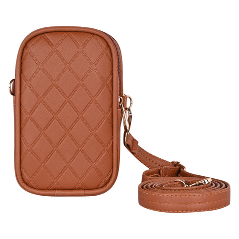Royal Tan Twin Barfi Mobile Sling Bag For Women Side crossbody bag