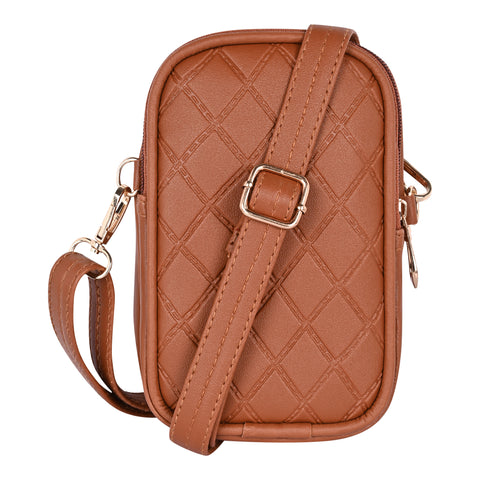 Royal Tan Twin Barfi Mobile Sling Bag For Women Side crossbody bag