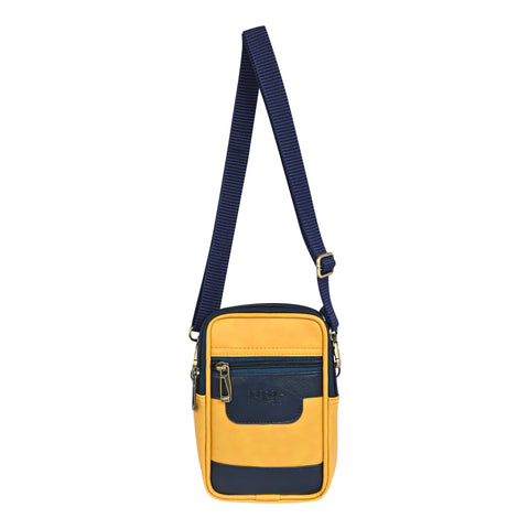 Stylish Classic yellow milano Dual compartment leather sling bag for men and women