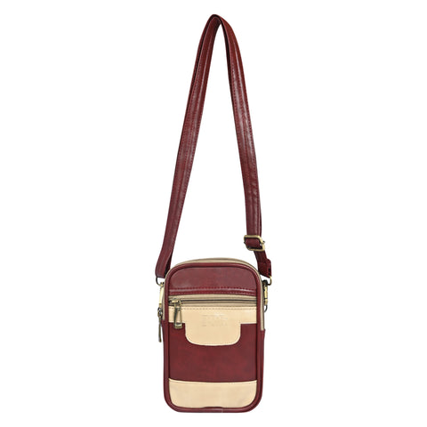 Stylish stunning Maroon milano Dual compartment leather sling bag for men and women