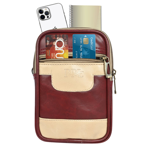 Stylish stunning Maroon milano Dual compartment leather sling bag for men and women