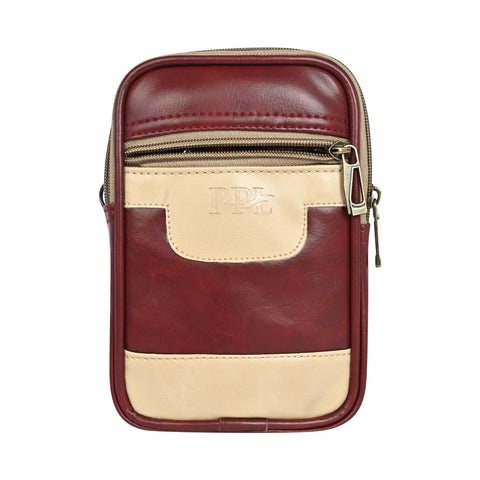 Stylish stunning Maroon milano Dual compartment leather sling bag for men and women