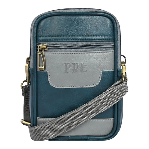 Stylish turquoise green milano Dual compartment leather sling bag for men and women
