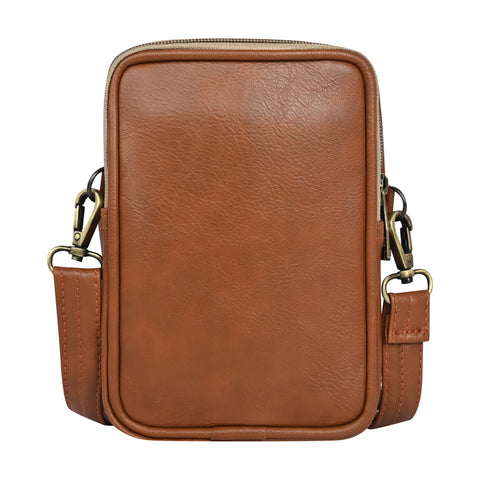 Stylish Royal Tan milano Dual compartment leather sling bag for men and women