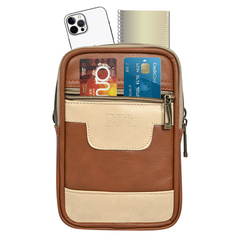 Stylish Royal Tan milano Dual compartment leather sling bag for men and women