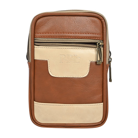 Stylish Royal Tan milano Dual compartment leather sling bag for men and women