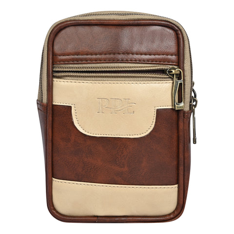 Stylish Mocha Brown milano Dual compartment leather sling bag for men and women