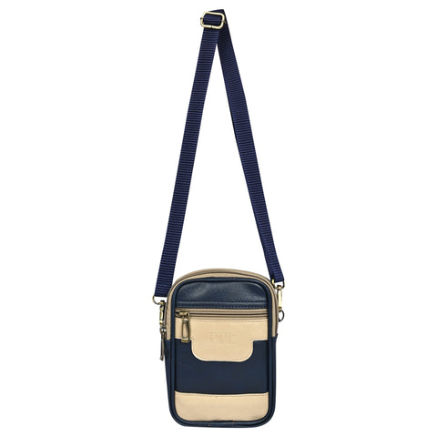 Stylish Elegant Blue milano Dual compartment leather sling bag for men and women