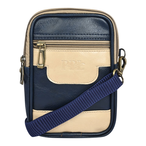 Stylish Elegant Blue milano Dual compartment leather sling bag for men and women