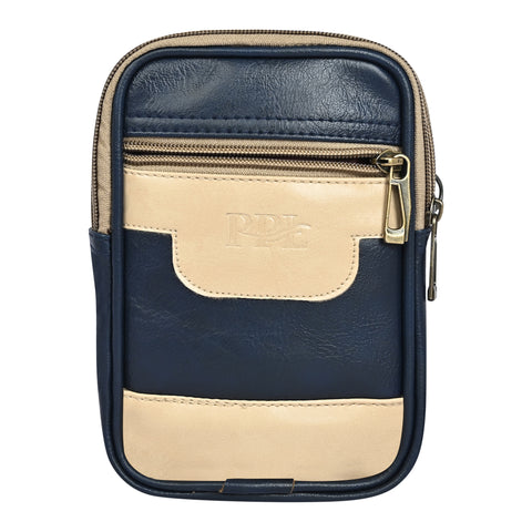 Stylish Elegant Blue milano Dual compartment leather sling bag for men and women