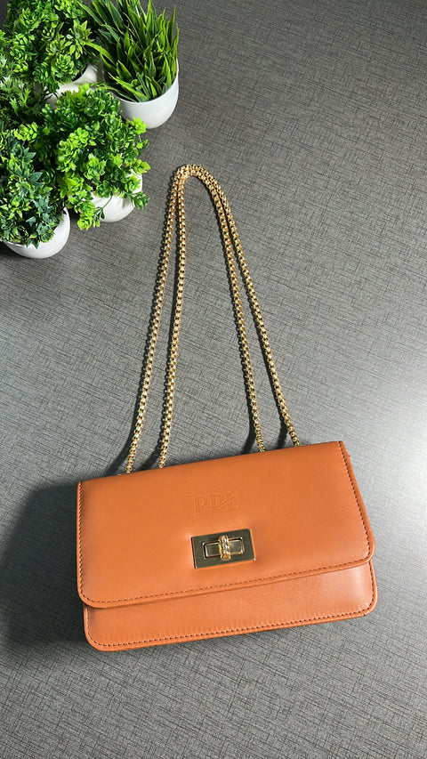 Royal Tan Ibiza Sling bag for women Side Shoulder Chain purse.