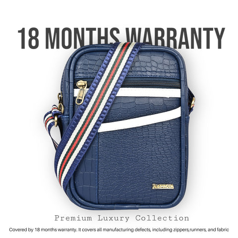 Stylish Elegant Blue Croco Leather 9 inch Crossbody sling Bag For Men