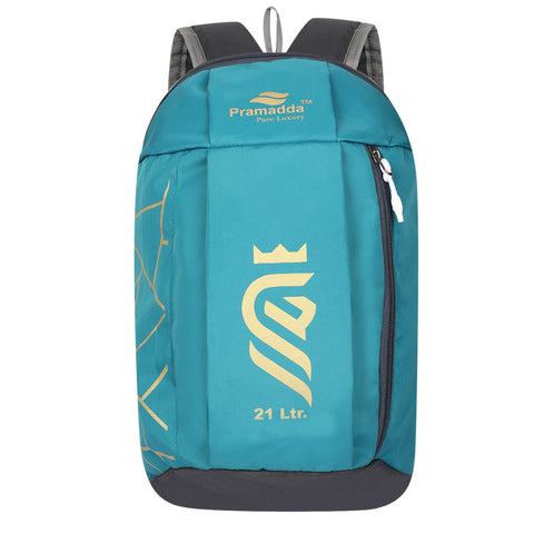 Pramadda Pure Luxury GOLD 21 L Turquoise Green Casual Everyday Backpack For Men Women | Mini Bags For Boys Girls | School College Travel Sports (45 X 29 X 22 Centimetres)