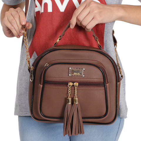 Chocolate Brown Dorry Pockista Sling Bag For Women Side Crossbody Purse