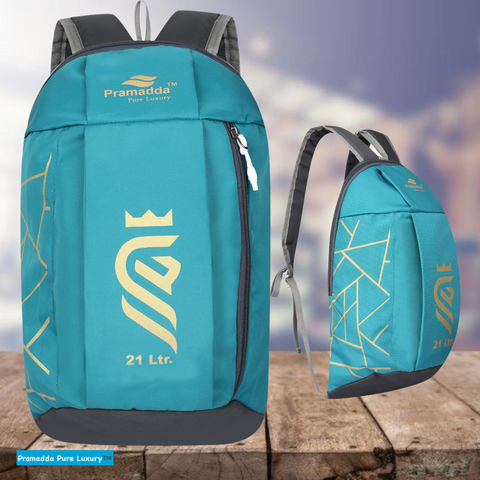 Pramadda Pure Luxury GOLD 21 L Turquoise Green Casual Everyday Backpack For Men Women | Mini Bags For Boys Girls | School College Travel Sports (45 X 29 X 22 Centimetres)