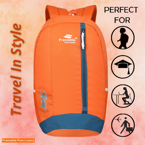Pramadda Pure Luxury Neon Orange Never Stop 30L Casual Backpack For School College Travel ( 18 Inches )