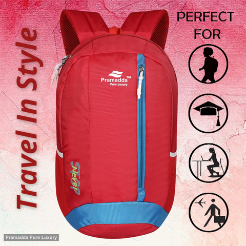 Pramadda Pure Luxury Sporty Red Never Stop 30L Casual Backpack For School College Travel ( 18 Inches )