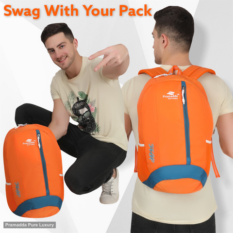 Pramadda Pure Luxury Neon Orange Never Stop 30L Casual Backpack For School College Travel ( 18 Inches )