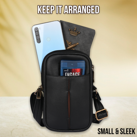 Elegant Black Turkey Mobile Sling Bag For Men