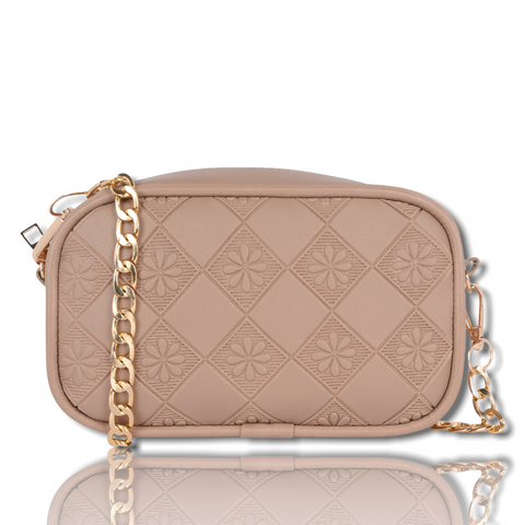 Classic Beige Flower Crossbody Sling Bag Cum Waist Bag For Women