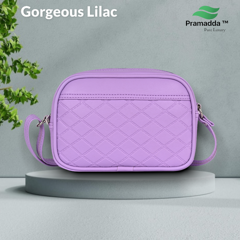 Gorgeous Lilac Check Emboss crossbody Sling bag for women