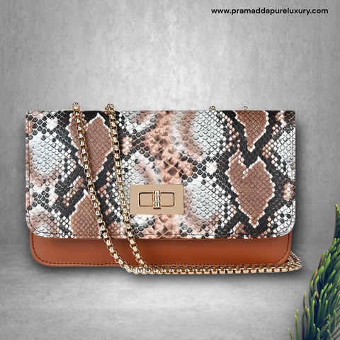 Royal Tan Snake Sling for women side shoulder chain purse