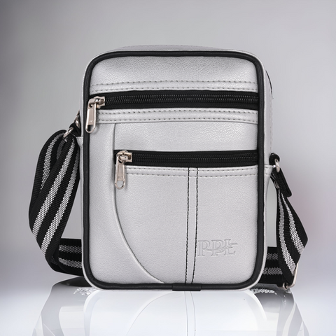 Pramadda Pure Luxury Paris Sling Bag for Men Women | Side Crossbody Travel Bag | Top Grain Vegan Leather Supreme Quality Tourister Bag. ( Mercury Silver )