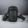 Elegant Black Leo Mobile Sling Bag For Men Side Crossbody bag.